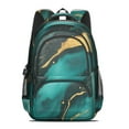 thumbnail image 2 of Teal Gold Marble Backpack for School,Cute School Bag,Schoolbag with Adjustable Shoulder Straps & Padded Back,16.9 Inch, 2 of 5