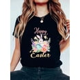 thumbnail image 1 of Happy Easter Day Bunny Easter Egg T-Shirt Print Crew Neck T-Shirt For Summer, Women's Soft Short Sleeve Top, Stylish Comfy Tee For Women Graphic Tees Tee For Adult, Men, Women, Teen, Teenager, Adoles, 1 of 6