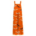 thumbnail image 3 of WTOBBY Women's Sleeveless Cotton Casual Jumpsuit featuring Halloween Print, Breathable and Lightweight for Warm Weather, Ideal for Relaxed Wear,OrangeS, 3 of 5
