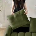 thumbnail image 4 of FFZ 78 inch Premium Teddy Fabric Sofa with 3 Back Pillows and Cushions, Solid Wood Frame, Army Green, 4 of 14