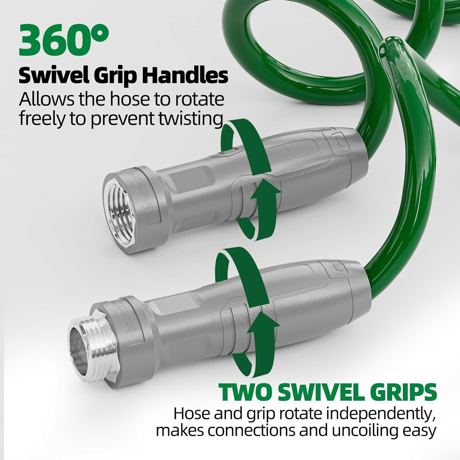 SPECILITE Garden Hose Lightweight 3/8" 100 ft, EVA Flexible Coiled Water Hose with 6-Pattern Spray Nozzle for Outside, Yard, Patio, Boat
