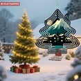 thumbnail image 4 of Stylish Metal Hanging Christmas Tree Wind Spinner - Cozy Night Scene with Silhouetted Houses & Moon - Perfect for Garden Decor, 4 of 7