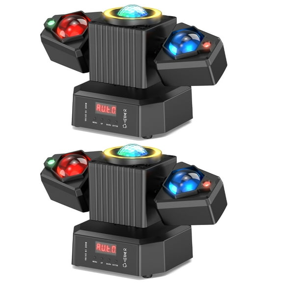 2-Pack 65W RGBW Dual-Arm Stage Light with Starry Effect - Remote/DMX512/Auto/Sound Control for DJ Parties & Events