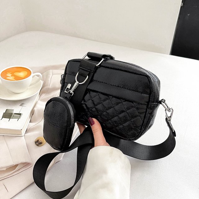 Bolsos cruzados para mujer, bolsos de moda para mujer, bolso cuadrado pequeño informal (negro)