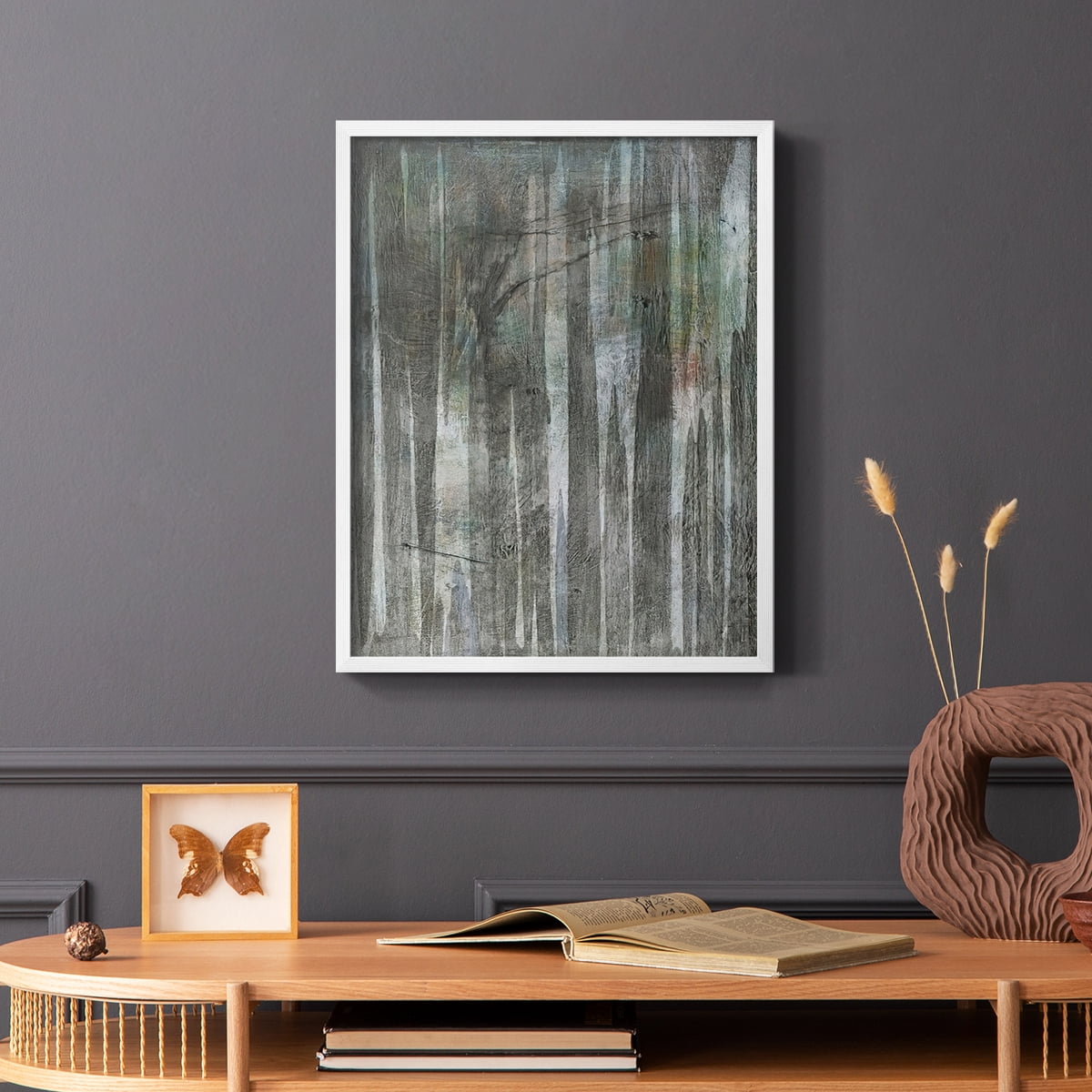 Birch Forest Abstracts II Framed Print in White Solid Wood Framed Print No Nail Hanging