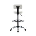 thumbnail image 6 of Height Adjustable Drafting Stool and Footrest, Comfortable Faux Leather Stool with Backrest, Rolling Wheels and Footrest, Ideal for Office, Studio, Garage, and Eco-Friendly by Naomi Home - White, 6 of 15