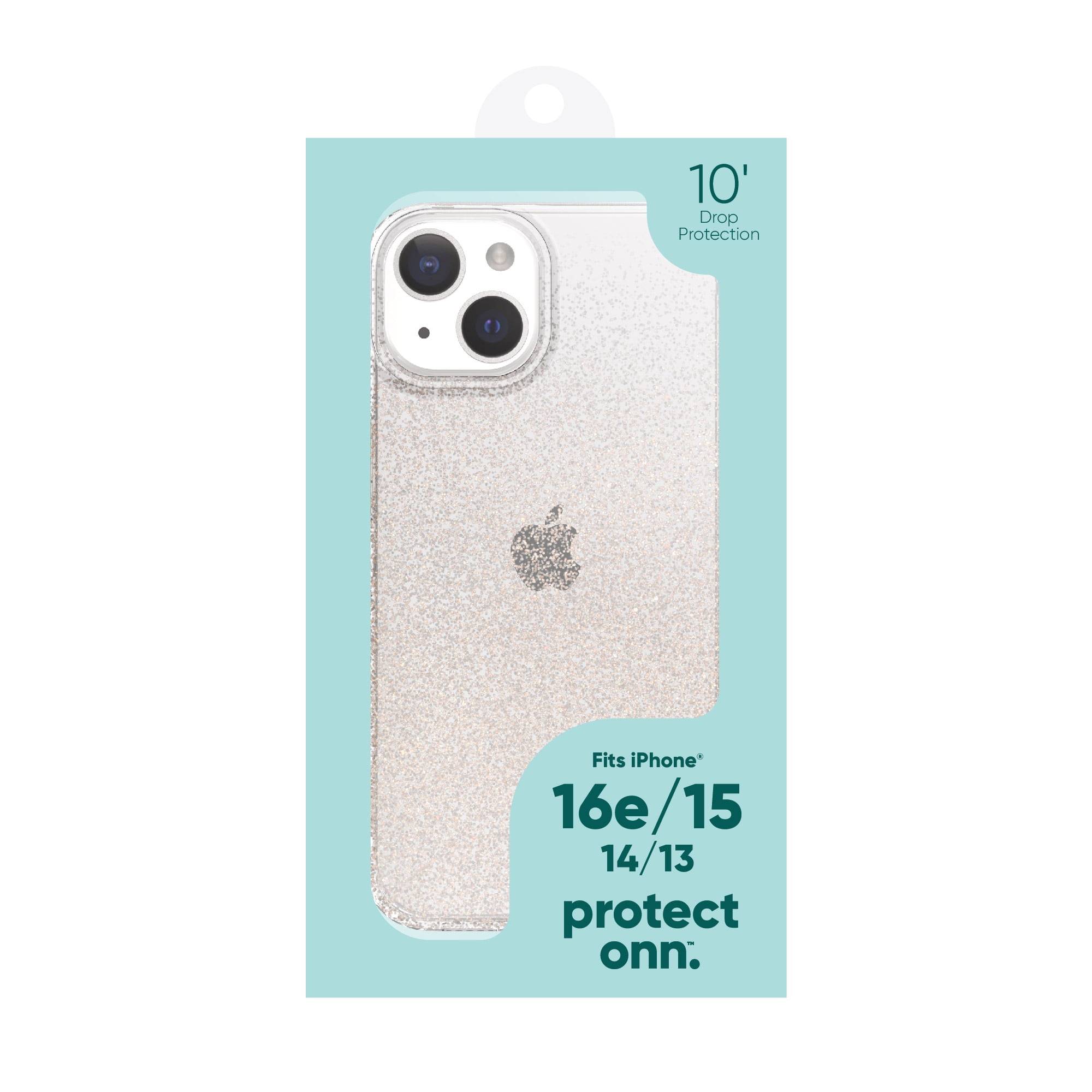 onn. Gold Glitter Fade Phone Case for iPhone 17e / iPhone 16e / iPhone 15 / iPhone 14 / iPhone 13