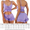 thumbnail image 3 of Top Corto + Pantalones Cortos Mujeres Cami Top + Shorts Conjuntos de 2 piezas Volantes Chaleco Top + Shorts Conjunto de playa (Púrpura M) Cgtredaw Para estrenar, 3 of 9