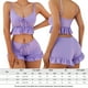 thumbnail image 3 of Top Corto + Pantalones Cortos Mujeres Cami Top + Shorts Conjuntos de 2 piezas Volantes Chaleco Top + Shorts Conjunto de playa (Púrpura L) Cgtredaw Para estrenar, 3 of 9