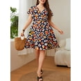 thumbnail image 4 of Robe pour Femme Grande Taille Imprimée à Manches Courtes, Taille Élastique, Robe Décontractée, 4 of 8