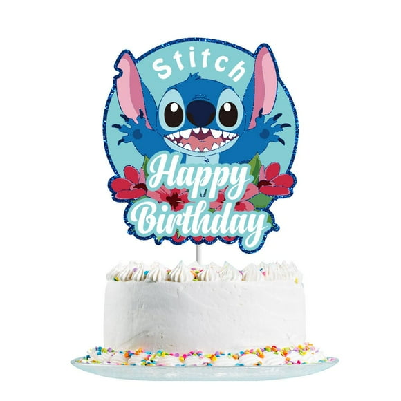 Décoration de Cupcake de dessin animé Disney Lilo & Stitch, drapeau de gâteau, décoration de fête prénatale pour enfants, décor de gâteau d'anniversaire
