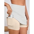 thumbnail image 2 of Chiclily Women's 2-in-1 High Waisted Tennis Skort with Pockets, White Athletic Golf Skirt with Built-in Shorts, Size L, 2 of 6