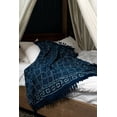 thumbnail image 5 of The Art Box Throw Blanket, 50x60" Warm Cozy Lightweight Decorative Knitted Blanket with Fringes Tassels for Couch Bed Sofa Travel, Mud Cloth Indigo Blue Printed Blankets Throws, 5 of 6