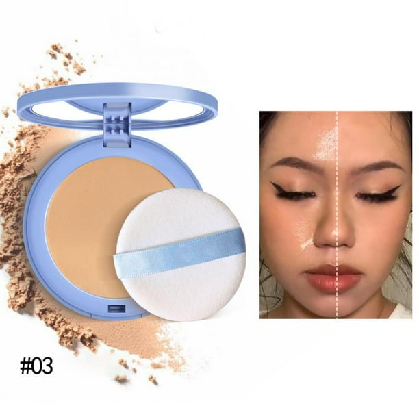 SACE LADY Polvo Compacto Suave Sedoso Cubrimiento Completo Corrector Suave Efecto Niebla Natural Maquillaje Duradero a Prueba de Agua