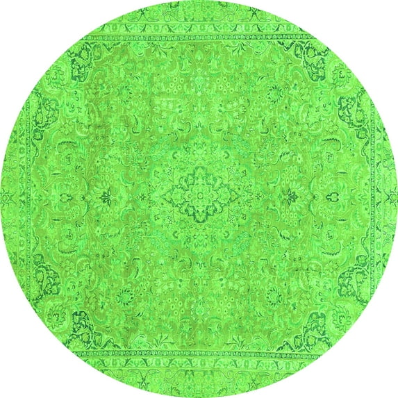 Ahgly Company Indoor Round Abstract Green Modern Area Rugs, 5' Round