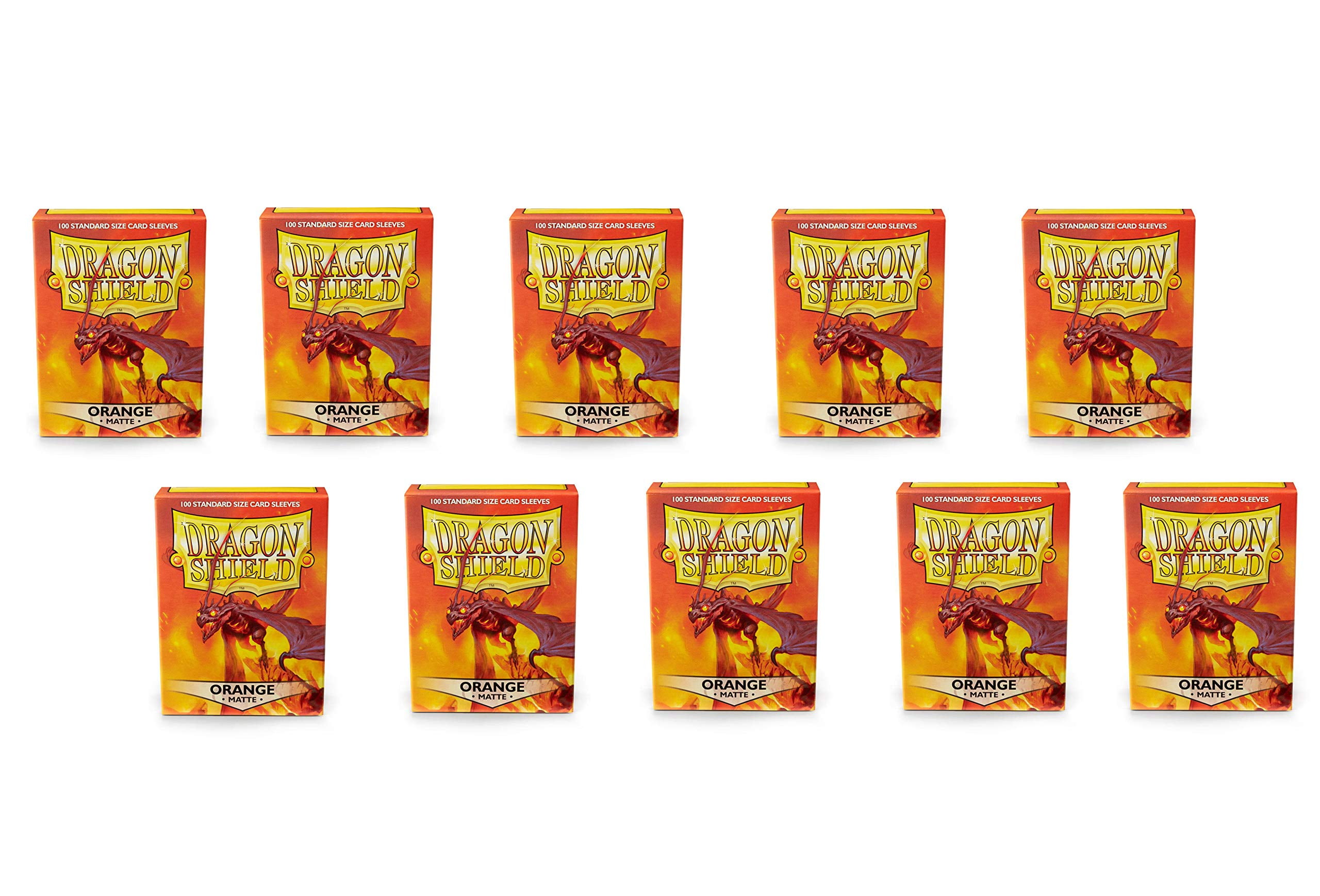 10 Packs Dragon Shield Matte Orange Standard Size 100 ct Card Sleeves Display Case