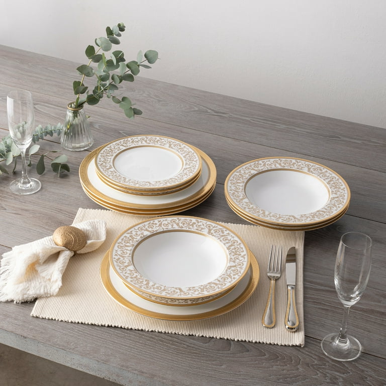 Noritake Summit Gold 12-Piece Dinnerware Set, Service for 4