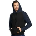thumbnail image 3 of Tyhengta Men's Hoodies Pullover Plaid Jacquard Hoodie Long Sleeve Casual Drawstring Sweatshirts with Pocket Black/Indigo L, 3 of 9