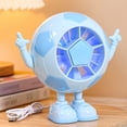 thumbnail image 7 of PoyoKee Small Desk Fan, Colorful LED Football Design Table Fan for Indoor Outdoor, 5 Speed Strong Wind Mini Fan for Bedroom, Portable Fan - Blue, 7 of 7