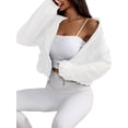 thumbnail image 3 of Women'S Mesh Sheer Zip Up Jacket Mock Neck Light-Weight Athletic Outerwear with Pockets White L, 3 of 9