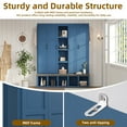 thumbnail image 6 of 63" Farmhouse Hall Tree with Bench and Shoe Storage, 4-in-1 Entryway Bench with 4 Storage Cabinets, 5 Shoe Cabinets and 6 Hanging Hooks, Blue, 6 of 9