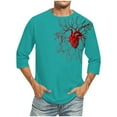 thumbnail image 1 of Camisas de Manga Larga para Hombres Imprimir Casual Cuello Redondo Blusa de Manga Corta, Camisas de Lino para Hombres, 1 of 4