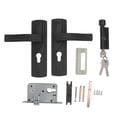thumbnail image 1 of Door Handle Lock Keys Set, Large Solid Knob Black Bedroom Door Lock Set  For Livingroom, 1 of 8