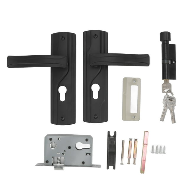 Bedroom Door Lock Set, Door Handle Lock Keys Set Smoothly Rotating Universal Black For Bathroom