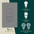 thumbnail image 6 of TOPGREENER Kalide Dimmer Light Switch, LED Dimmer Switch, Single Pole or 3-Way, 120VAC, 60Hz, 200W LED/CFL, Neutral Wire Not Required, TGSDS3-GY, Gray, 6 of 6