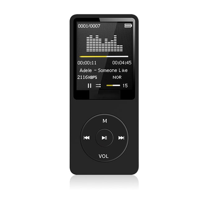 pitrice Lecteur MP3 Écran d'Affichage Numérique Portable Lecteurs Sans Perte Équipement de Sport Course Marche avec Microphone Noir