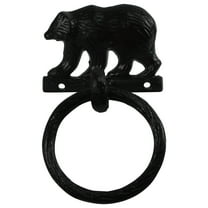 Black Metal Wall Mount Bear Kitchen/Bath Towel Ring Hanger Holder Rustic Decor