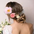 thumbnail image 3 of 5 piezas de clips para el cabello con flores, flores falsas para el cabello, accesorios para el cabello para mujeres y niñas, rosa púrpura, 3 of 7