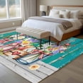 thumbnail image 4 of 5'x7' Area Rugs, Spring Flowers Indoor Outdoor Area Rug for Living Room Bedroom, Farmhouse Watercolor Teal Wood Grain Washable Bathroom Rugs Kitchen Floor Carpet Mats Home Decor Aesthetic, 4 of 8