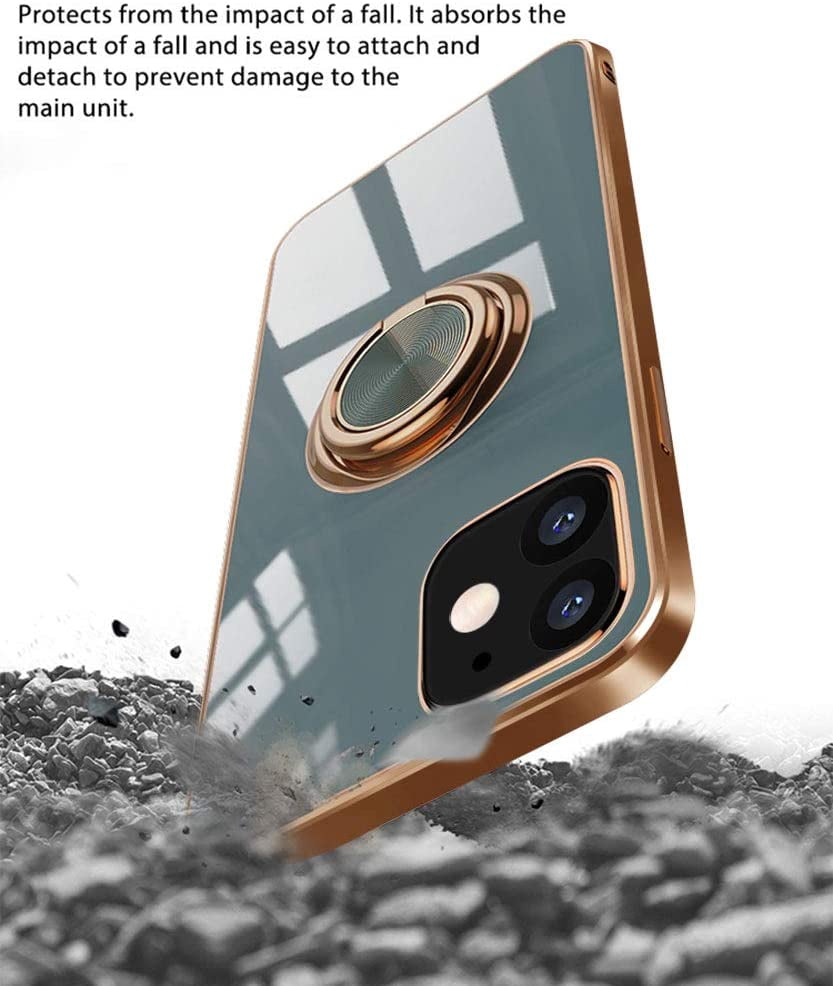 Surlong Compatible with iPhone 12 Mini Case 5.4 Inch 360°Degree Rotation Ring Holder Kickstand Support Car Mount Shockproof Soft TPU Cover Cases Designed