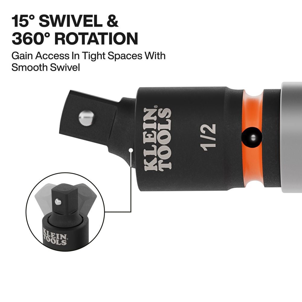 Klein Tools Impact Wrench Swivel Socket Adapter Set 3 Pieces