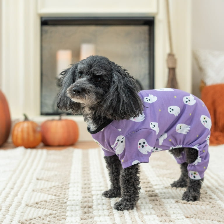 Vibrant Life Dog and Cat Clothes, Ghosts and Stars Halloween Pet Pajama,  Purple, XS 