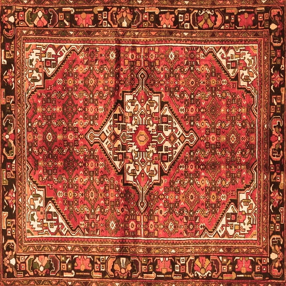 Ahgly Company Indoor Square Persian Orange Traditional Area Rugs, 3' Square