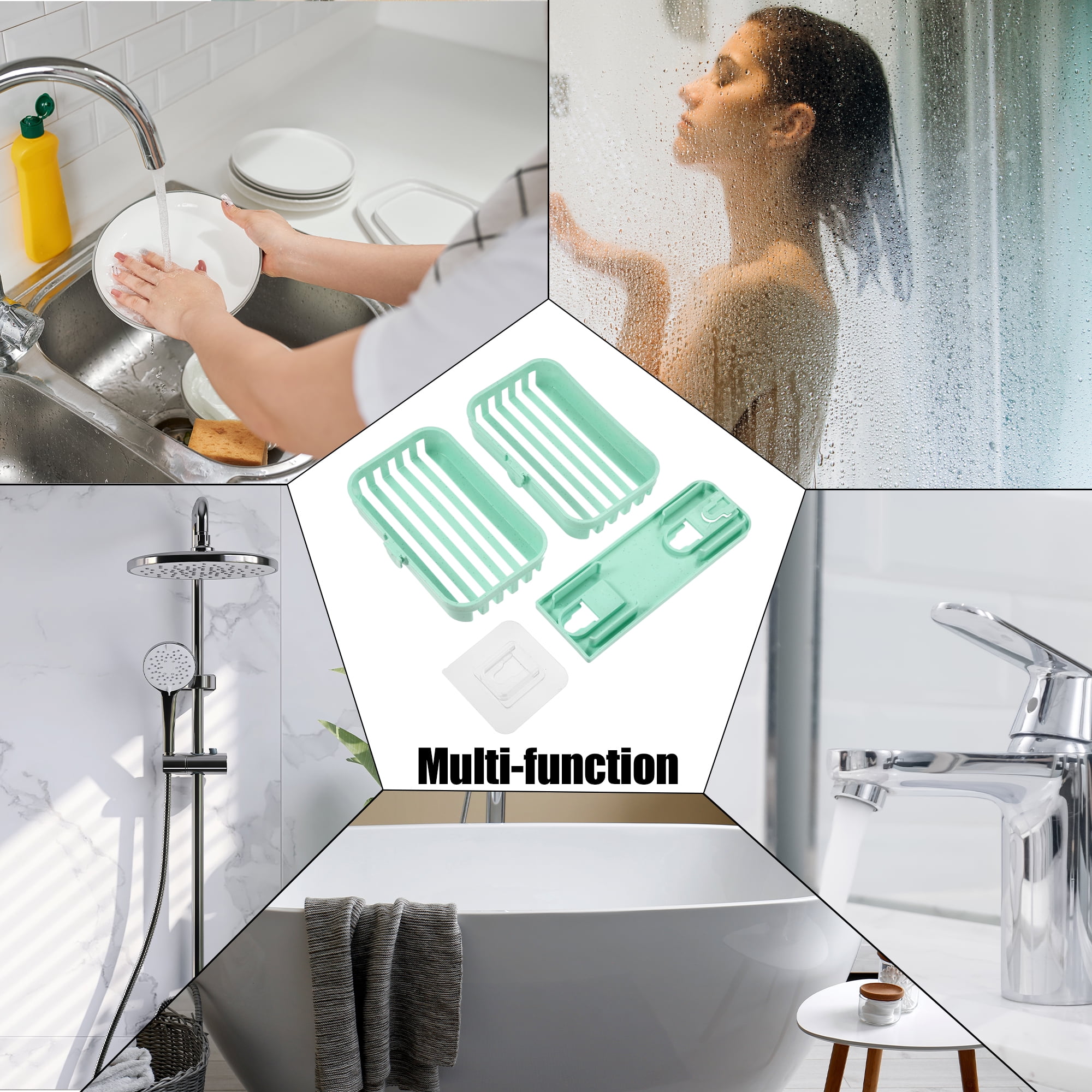 Unique Bargains Plastic Soap Dish Keep Soap Dry Soap Cleaning Storage Drill  Free Soap Holder For Home Bathroom Kitchen 1 Pc : Target