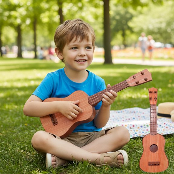 YiJuHui 1pcs Tunable Ukulele Guitar Toy with Nylon Strings, Musical Educational Instrument for Beginners, Portable Durable Mini Guitar for Travel & Home Play
