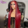 thumbnail image 1 of Peluca de cabello humano liso con cierre Frontal, postizo de encaje Frontal de 13x4, color rojo ombré, corte recto brasileño, prearrancado, 5x5, 1 of 4
