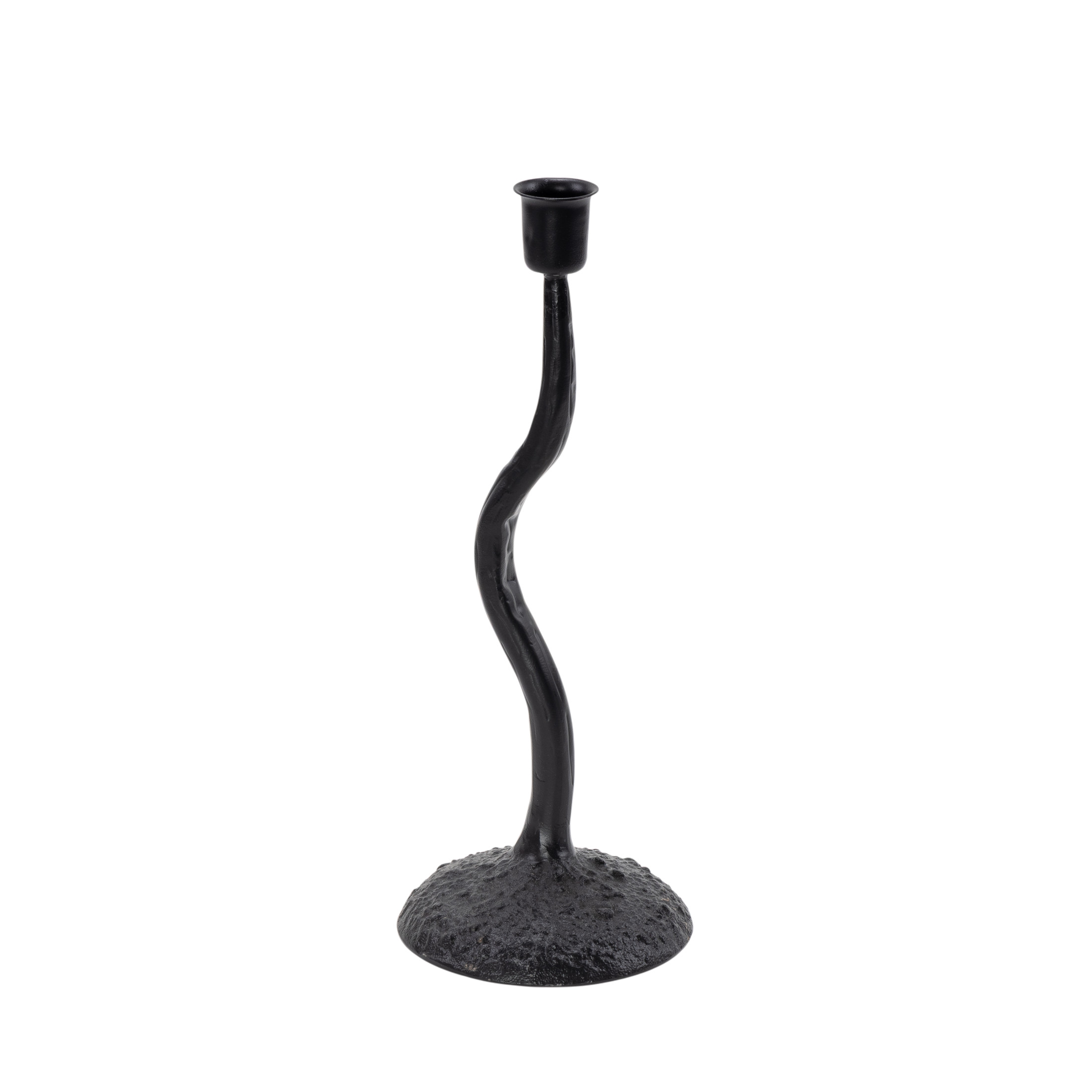 DecMode Black Metal Candle Holder with Round Base