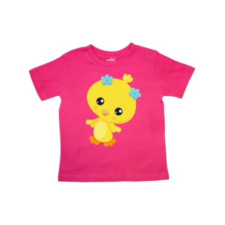 

Inktastic Cute Little Chicken Chicken With Blue Flowers Gift Toddler Toddler Girl T-Shirt