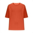 thumbnail image 5 of FRSASU Women's Loose Cotton Linen T-shirt Half Sleeve Tops Round Neck Solid Color Shirts Orange, 5 of 5