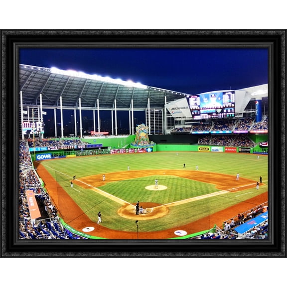 Marlins Park 36x28 Large Black Ornate Wood Framed Canvas Art - Home of the Miami Marlins