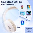 thumbnail image 3 of UrbanX A32 Over-Ear Bluetooth Headphones - HD Wireless Sound with Mic for Kids/iPhone/Android - 20H Playtime, 200H Standby, Workout & Travel-Friendly -White., 3 of 7