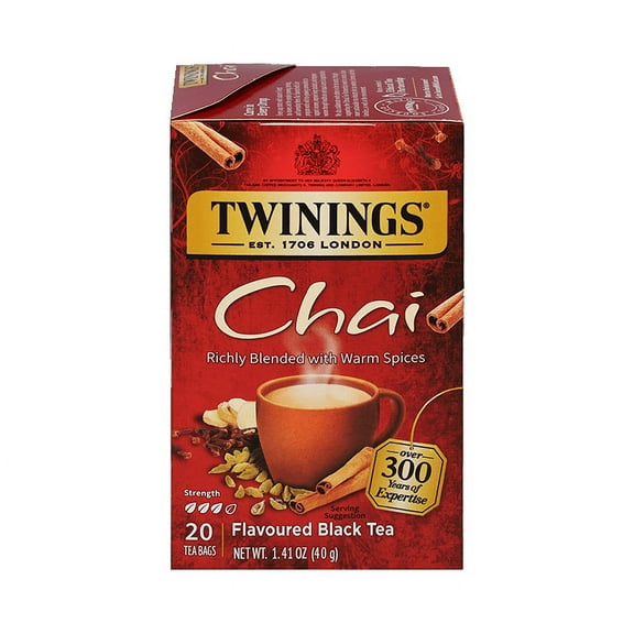 Pack of 6, Twining Tea Chai Flavoured Black Tea, 1.41 oz