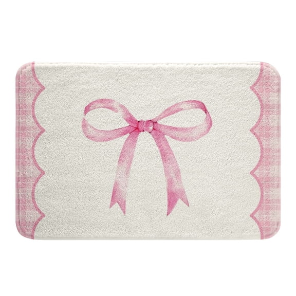 Erosebridal Pink Bow Bathroom Rugs 20x32 for Teens, Dreamy Princess Bathroom Mat, Buffalo Geometry Decor, Non Slip