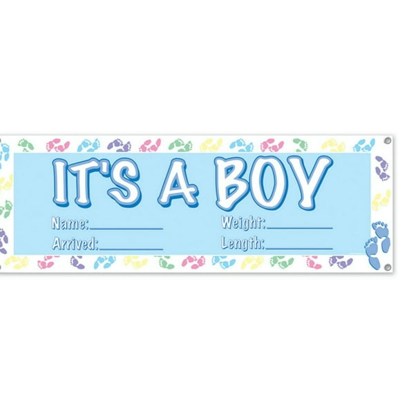 Party Central Club Pack of 12 Blue  'It’s A Boy' New Baby Sign Banners 5'