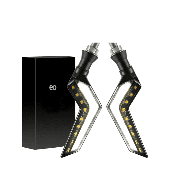 Par Direccionales Led Moto Luces Señal Giro Secuencial Blanco Amarillo