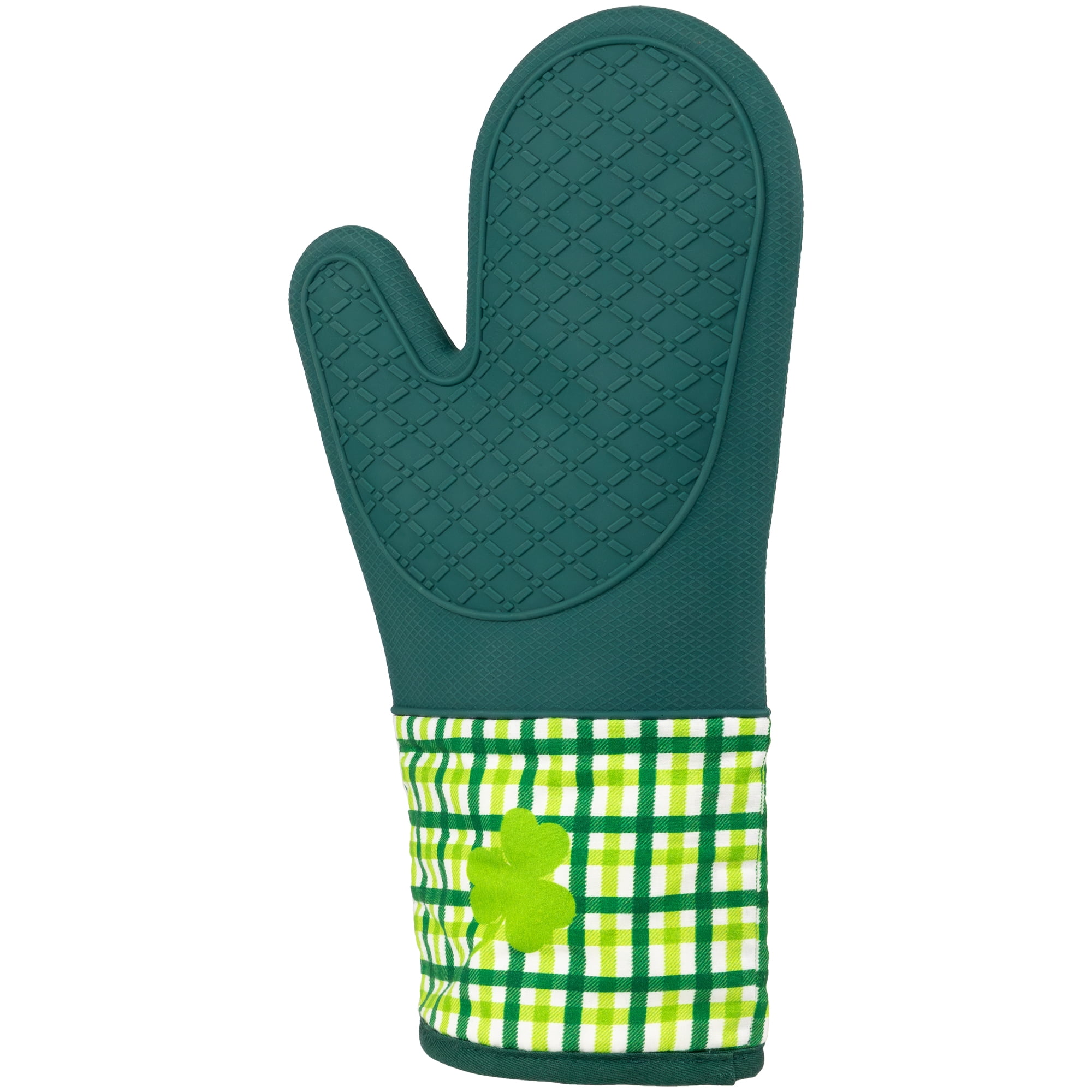 Northlight Plaid Shamrock St. Patrick's Day Kitchen Oven Mitts - 12.5" - Green - Set of 2